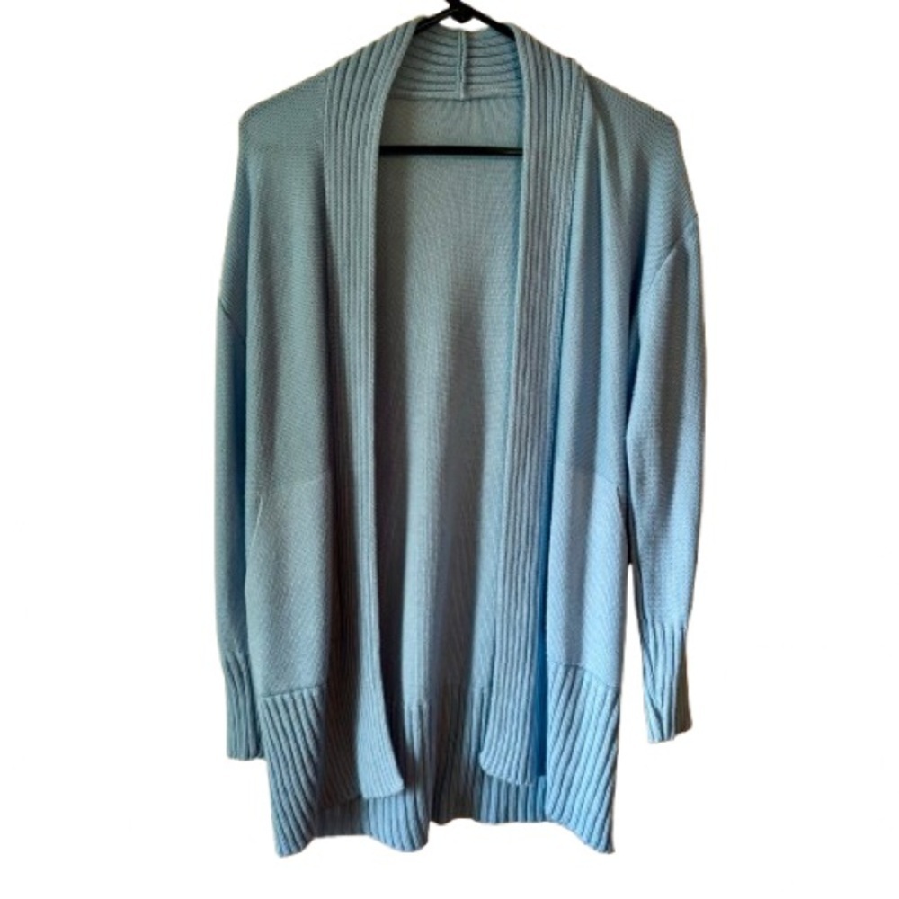 Light Blue Women's Long Cardigan Sweater Size Large